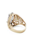 زركونيا 14 كارت من الذهب الأصفر خاتم حرف يدوية فينتاج vrc074y